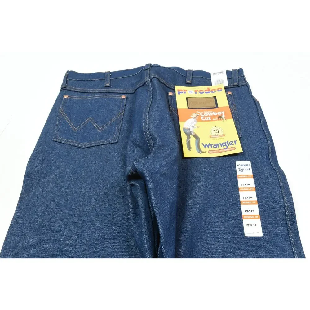Vintage Wrangler 13MWZ Cowboy Cut Jeans Mens 36x34 Blue Original Fit Cotton